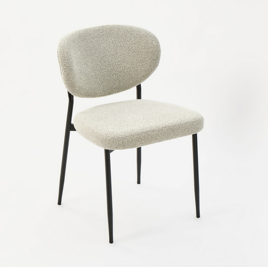 Beige & Black Boucle Dining Chair 78x48cm