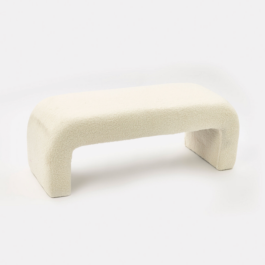 Cream Boucle Curved Bench 46x112cm