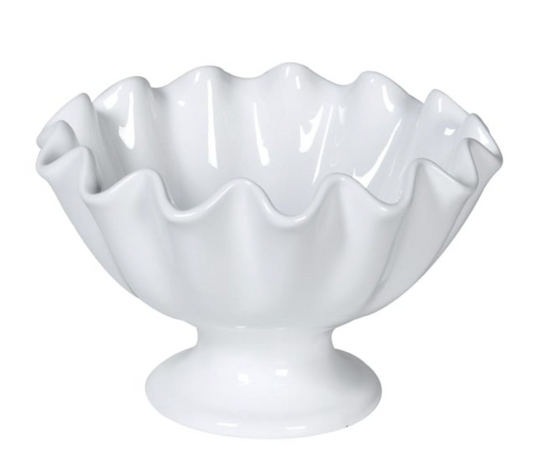 White Ruffled Ceramic Bowl 11X18CM