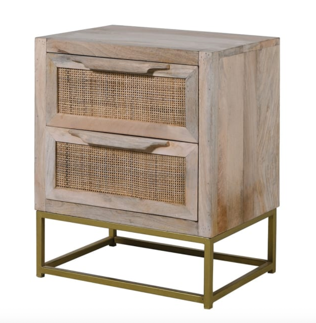 Zahara Cane 2 Drawer Bedside 56 X 45 X