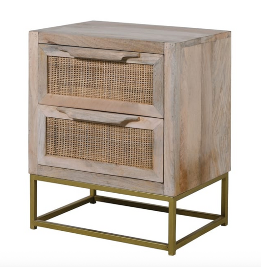 Zahara Cane 2 Drawer Bedside 56 X 45 X