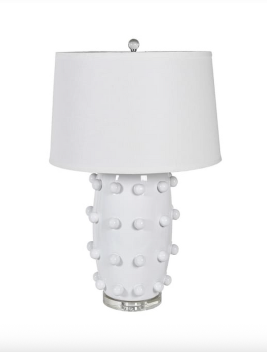 White Bobble Table Lamp with Linen Shade 65 X 45CM