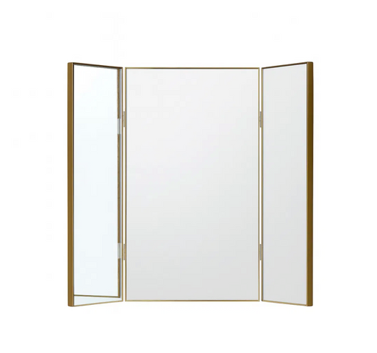 Large Gold Dressing Table Triple Mirror - 70 X 60 CM