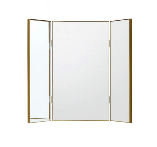 Large Gold Dressing Table Triple Mirror - 70cm x 60cm