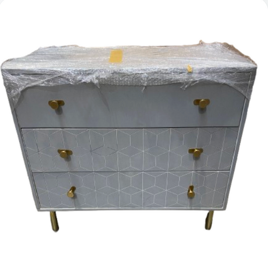 3 Door Chest of Drawers, Grey L46 x W91 x H84cm