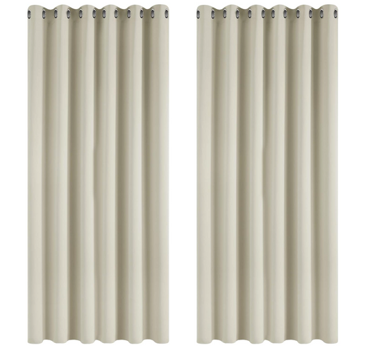 Deconovo Super Soft Thermal Insulated Eyelet Room Darkening Curtains Bedroom - Light Beige 2 Panels, W90 x L108