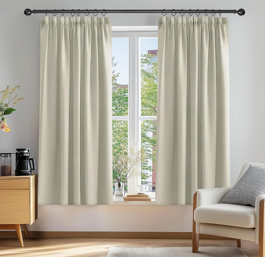 Deconovo Window Treatment Room Darkening Curtains Thermal Insulated Decorative Soft Energy Saving Room Darkening Pencil Pleat Curtains for Kid Light Beige Set of 2, W42 x L63 inch