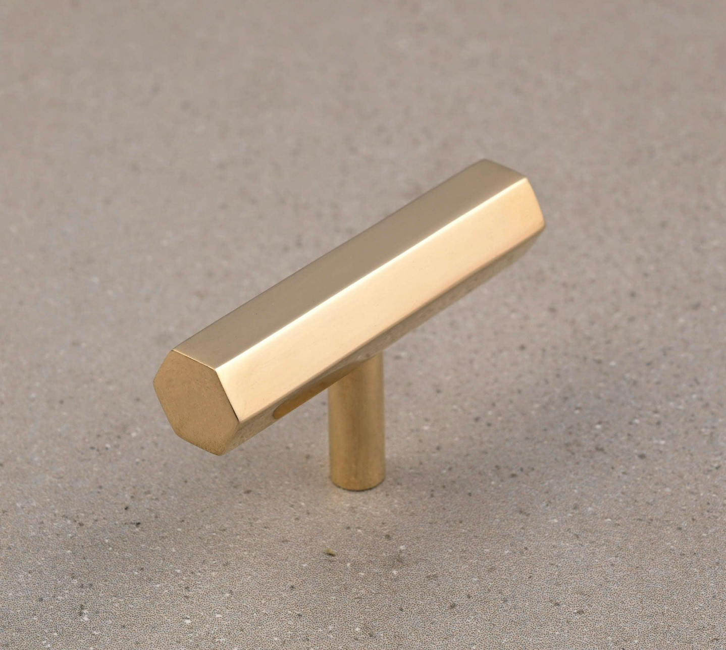 Solid Brass Hexagonal Cabinet Handles - T Knob