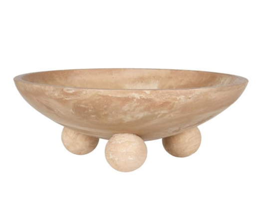 Travertine Effect Footed Bowl