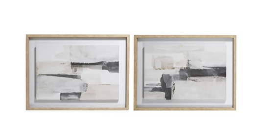 Set of 2 Painterly Brush Stroke Framed Canvas 73 X 52.5 CM