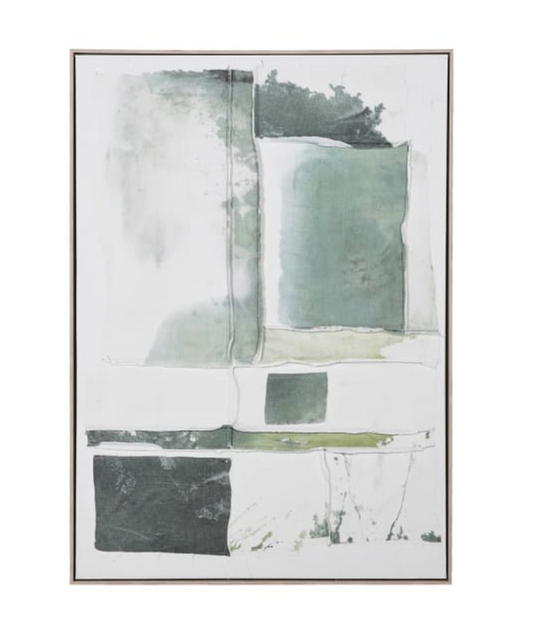 Green and Cream Abstract Textured Canvas 72 X 102 CM