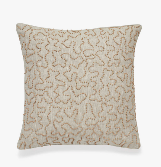 Leptoria Embroidered Cushion Cover, Apricot - 51 X 51 CM
