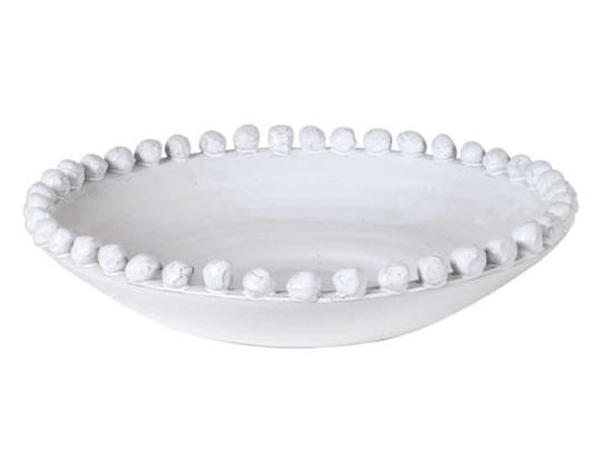 Large White Bobble Edged Bowl