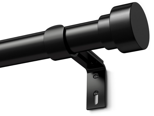 Black Curtain Pole Metal Extendable Curtain Rods Door Curtain Poles for Eyelet Curtains, Black 76 to 228cm
