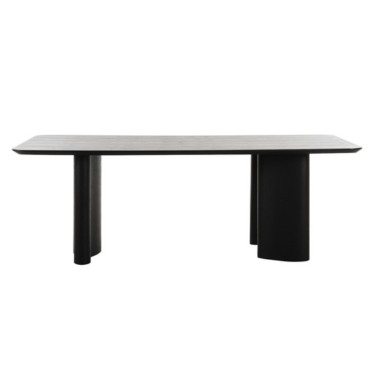 Large Black Wooden Rectangular Dining Table - Seats 6 - 8 - Troy, W240 x D110 x H76CM