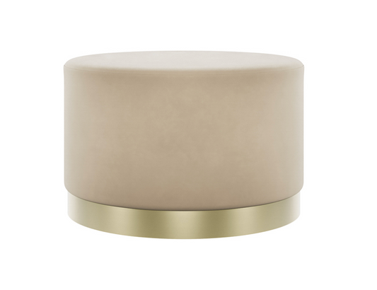 Lara Beige Velvet Large Pouffe, D605 x W605 x H355MM
