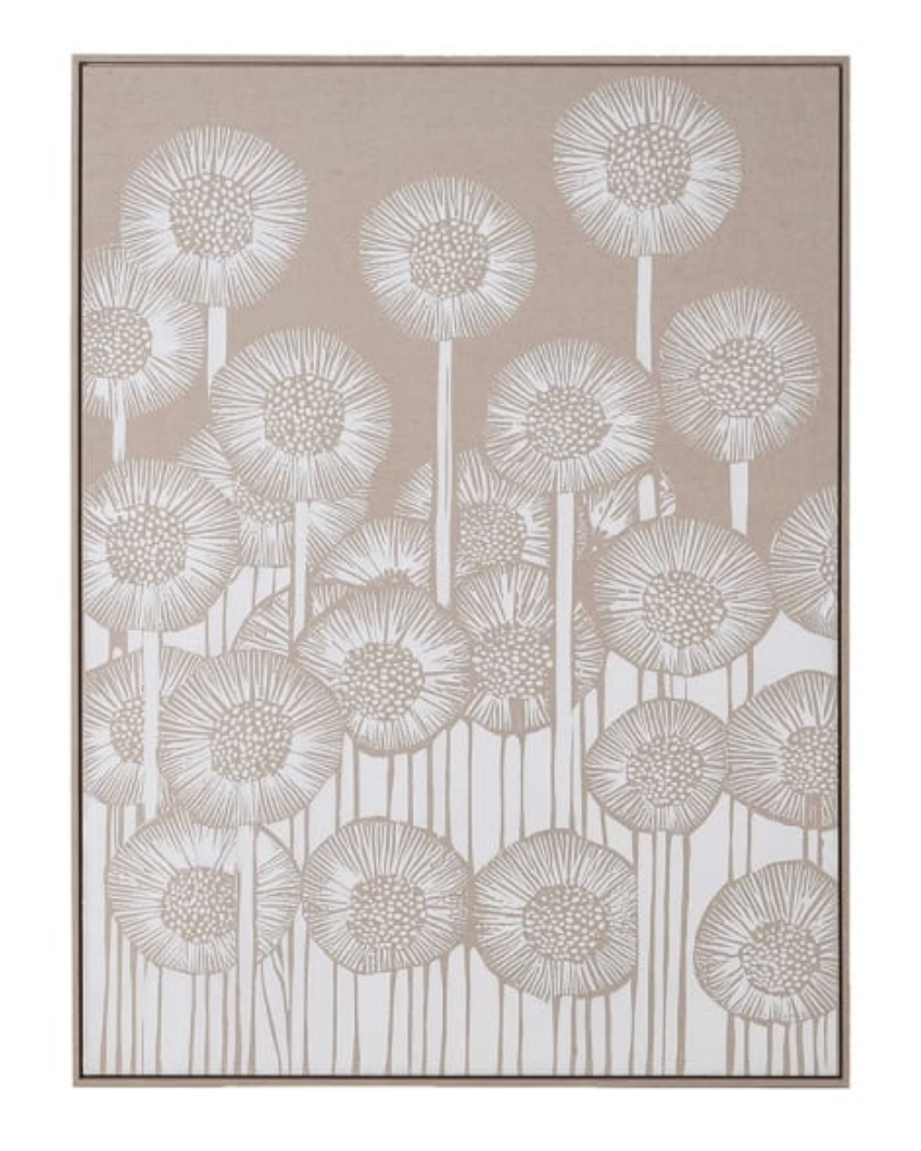 Linen Dandelion Framed Canvas - H120 X W90CM