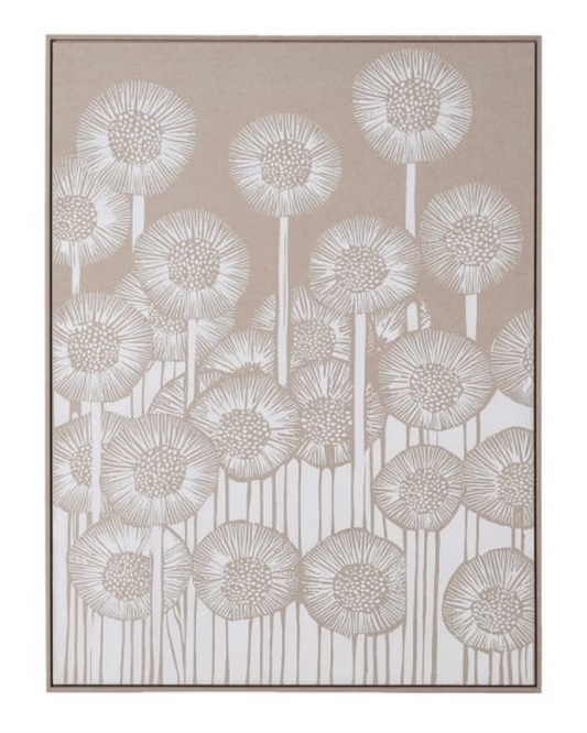 Linen Dandelion Framed Canvas - H120 X W90CM