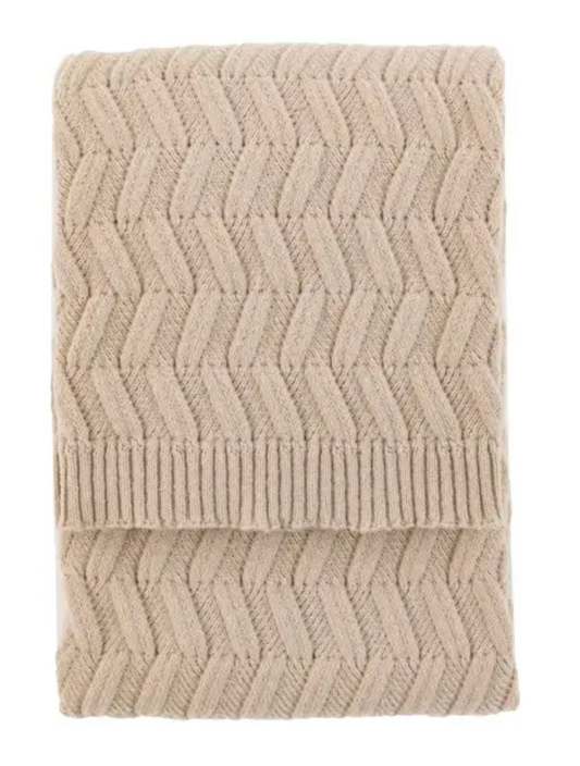 Herringbone Woven Knit Throw Natural - W130 X D170 CM