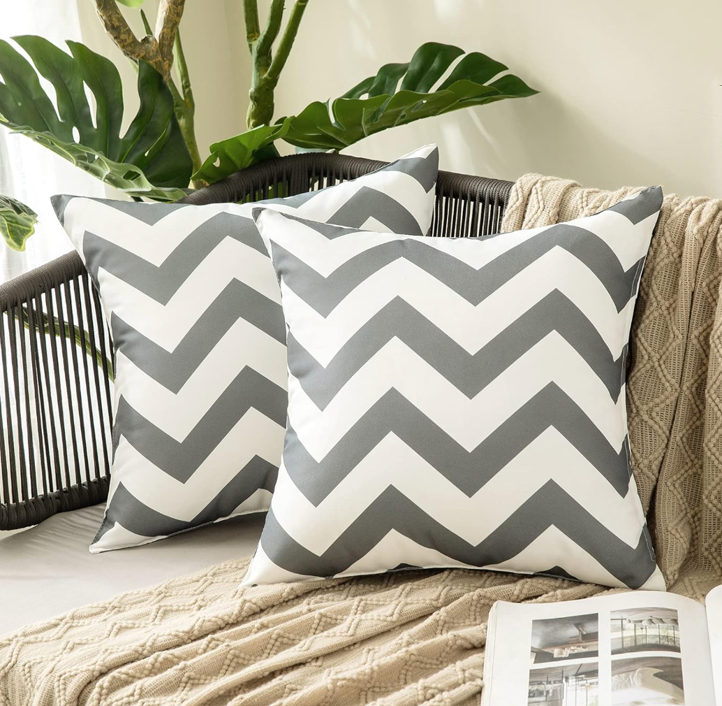 Outdoor Waterproof Throw Pillow Cover, Dark Grey 45 x 45 CM
