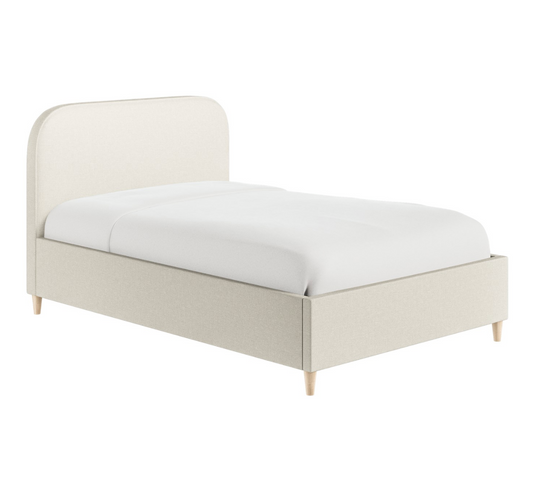 Cream Upholstered Small Double Bed Frame with Curved Headboard - Zara, W133 X D206 X H106CM