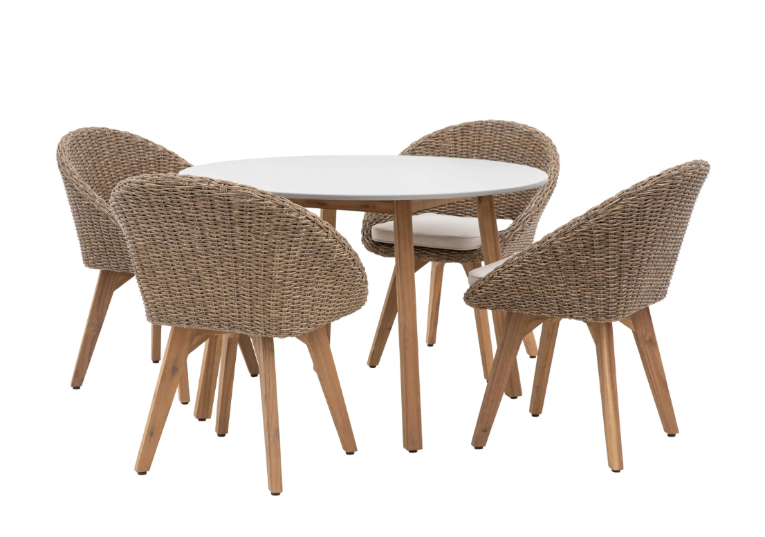 Avena 4 Seater Round Dining Set, 110 X 110 X 75CM