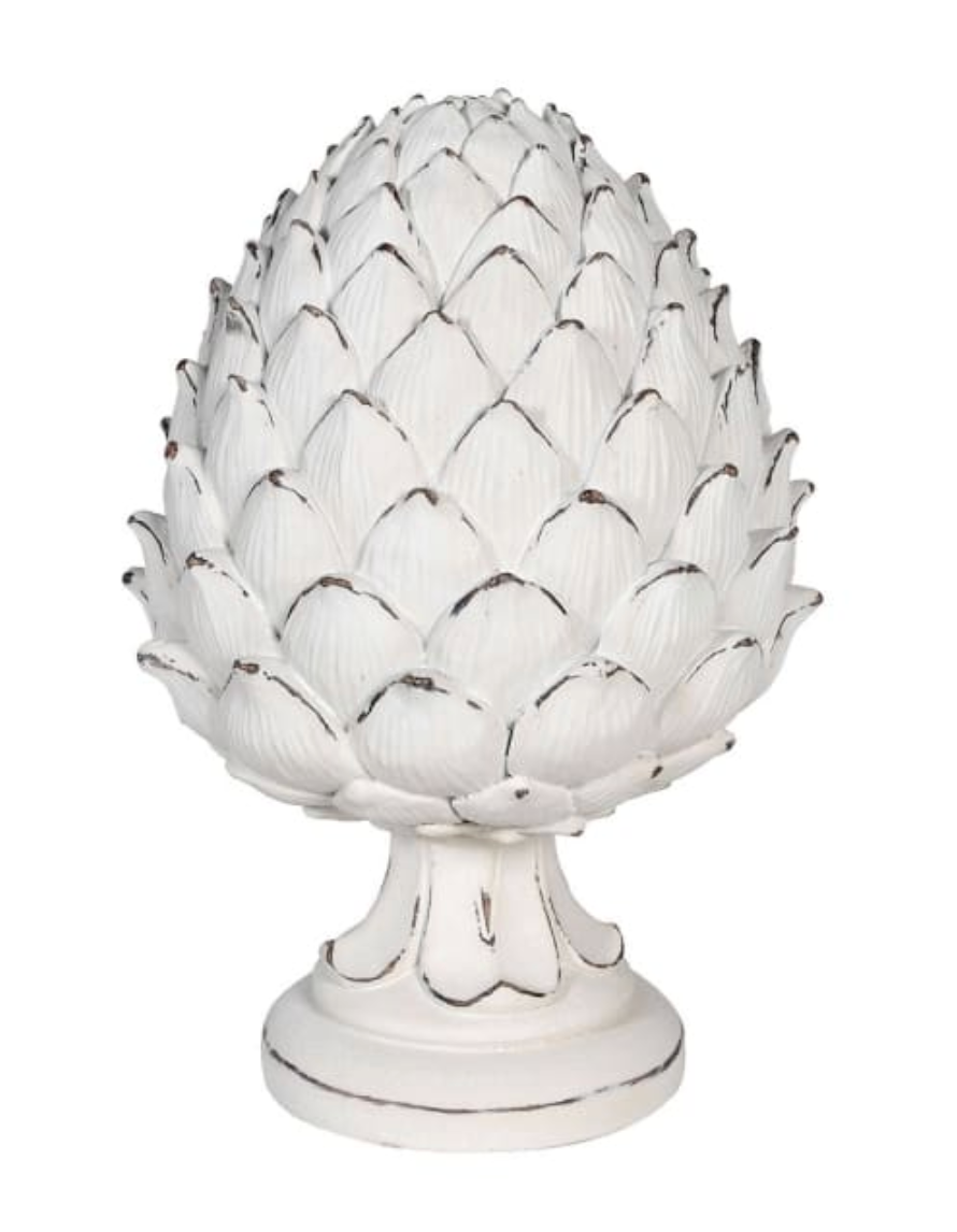 White Rustic Ceramic Artichoke Ornament