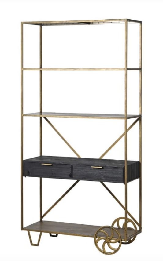 Deco Trolley 2 Drawer 4 Tier Shelf Unit, H203 X W100 X D38 CM