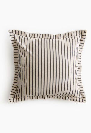 Linen-blend cushion cover, Light beige/Striped - 60 X 60CM