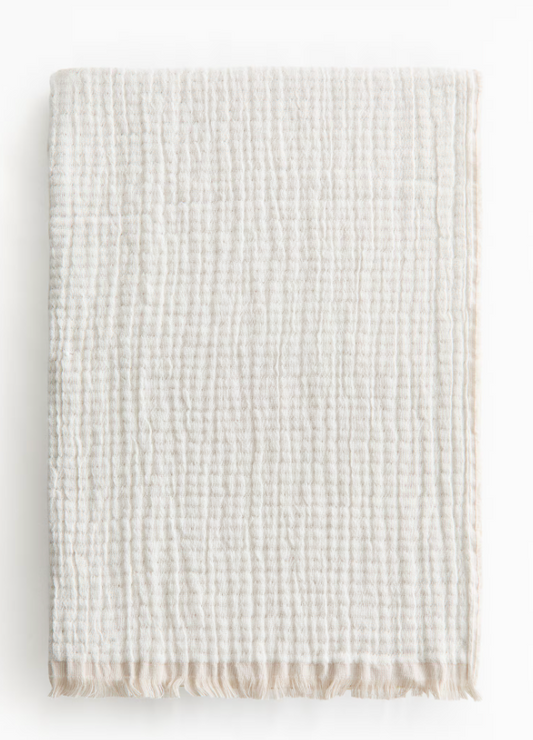 Cotton Muslin Blanket, Light/Beige 130X170CM