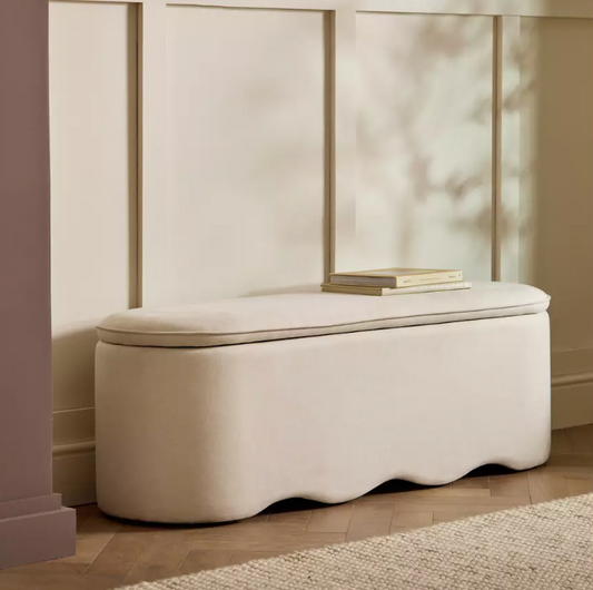 Habitat Onda Large Fabric Ottoman - Natural,