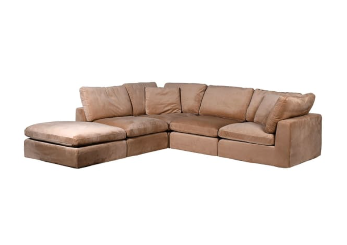 Ryan Pale Russet Velvet Corner Sofa