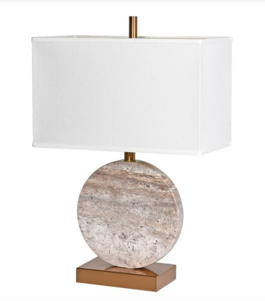 Taupe Marble Table Lamp with Linen Shade