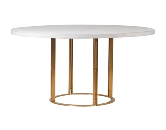 White Concrete Effect Dining Table - H76 X D150 CM