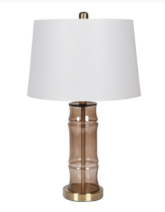 Glass Bamboo Lamp with Linen Shade
