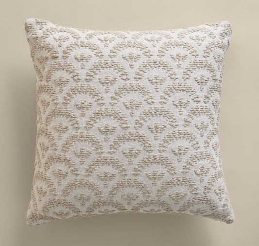 Pure Cotton Fan Jacquard Cushion, Natural - W45 X H45 CM