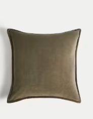 Pure Cotton Velvet Cushion, Dusty Green - W50 X H50 CM