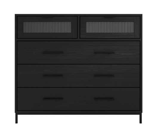 Edison Black Chest of Drawers, W40 x D95 x H80CM