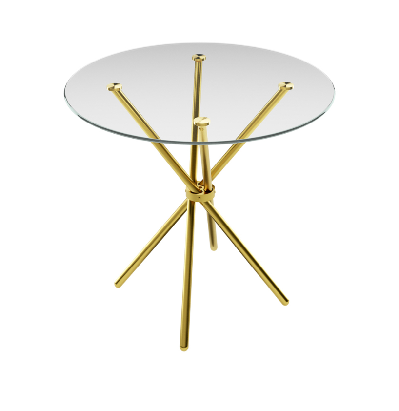 Casa Glass & Gold Dining Table, D90 x W90 x H76 CM