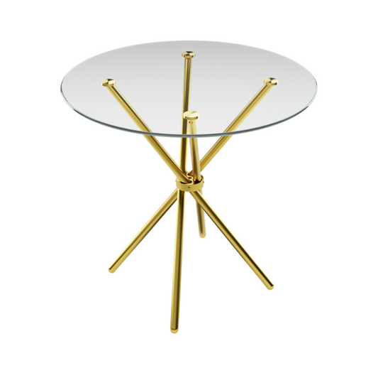 Casa Glass & Gold Dining Table, D90 x W90 x H76 CM