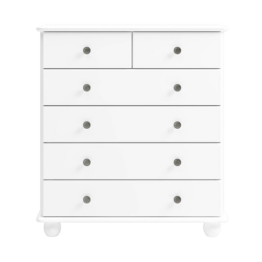 White Chest of 6 Drawers - Hampton, W83 X D39 XH91CM