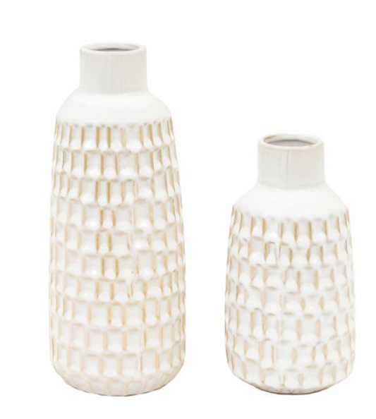 Reno Reactive Glaze Vase White (Set of 2)
