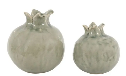 Pomegranates Sculpture Fennel Green Set of 2 Fennel Green