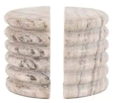 Ondo Marble Bookends Beige Set of 2