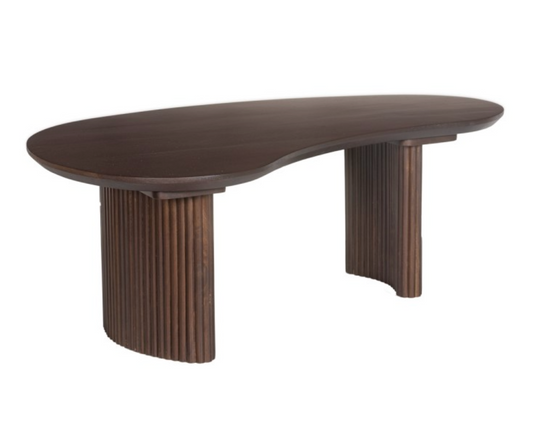 Curved Walnut Coffee Table with 2 Legs - Ivan, H32 x W90 x D60 cm