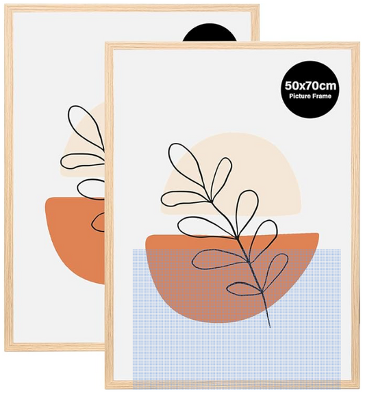 KAIWIN Pack of 2 Picture Frames 50 x 70 cm, Oak Wooden Photo Frame