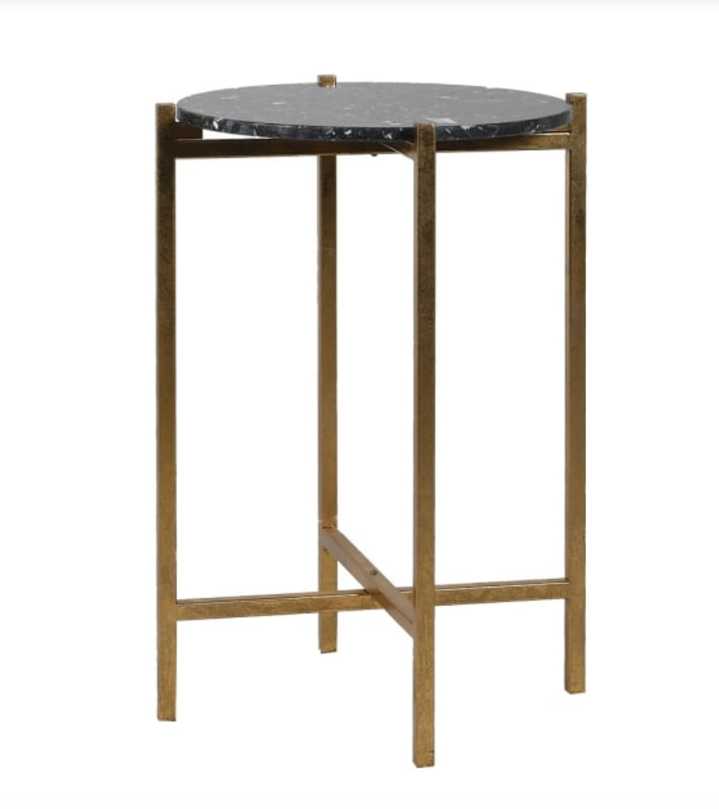 Black Faux Marble Top Side Table