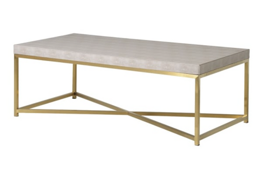 Maxim Ivory Faux Shagreen Coffee Table - H42 X W60 X 120CM
