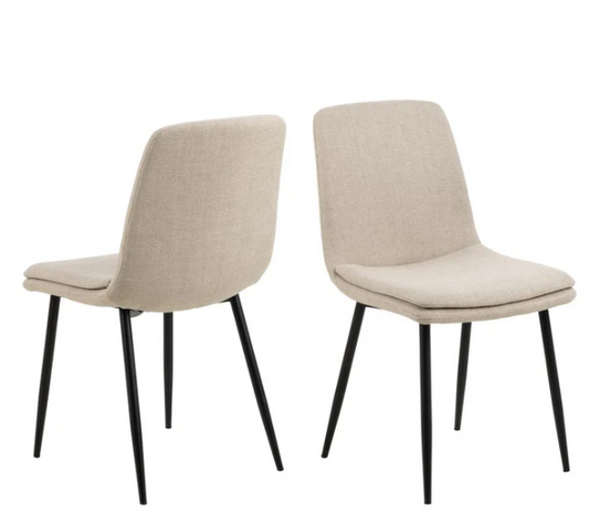 Becca Beige Fabric Dining Chair With Metal Legs, Set Of 4 Comfy Padded Chairs