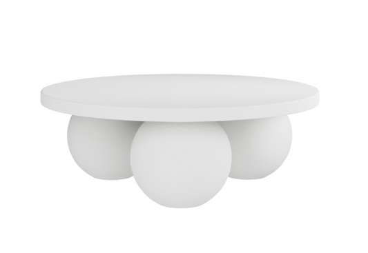 Kenji White Coffee Table, D90 X W90 X H30 CM